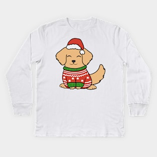 Christmas Sweater Golden Retriever Kids Long Sleeve T-Shirt